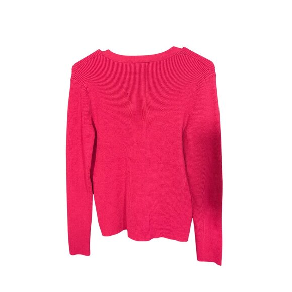 Tahari Womens Viscose Blend Ribbed Knit Cardigan Sweater M/M Arctic Pink New Wit - Picture 5 of 5